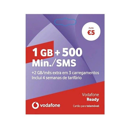 Cartão SIM Vodafone Ready de 1GB por Um Mês